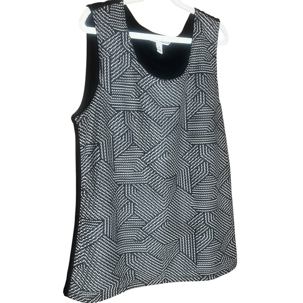 Dana Buchman Black & Beige Geometric Textured Sleeveless Tank Sz Small